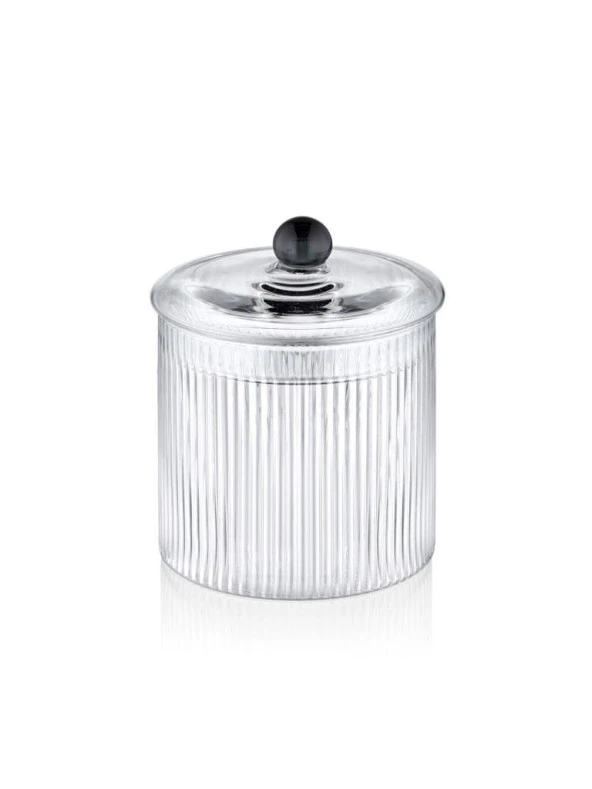 THE MİA Striped Borosilikat Cam Şekerlik 9x9x11 cm ürün görseli 1