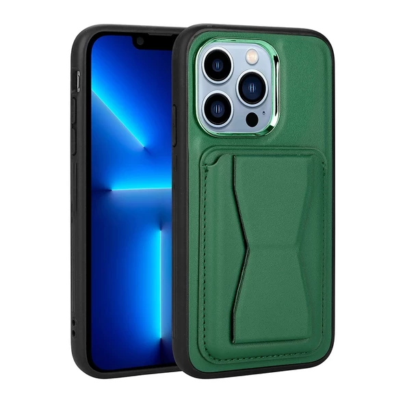 iPhone 12 Pro Max Uyumlu  Uyumlu KılıfKartlıklı Standlı ​Pu Deri Memo Kapak ürün görseli 1