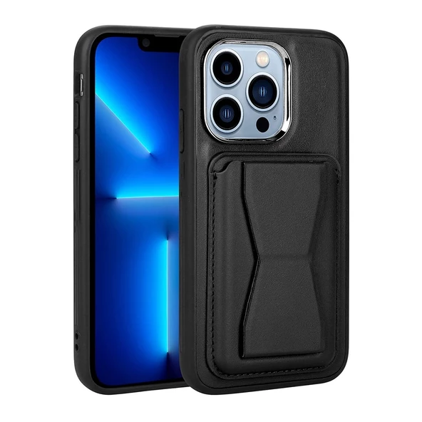 iPhone 13 Pro Uyumlu  Uyumlu KılıfKartlıklı Standlı ​Pu Deri Memo Kapak ürün görseli 1