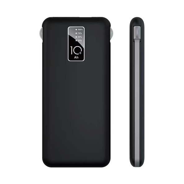 PW-05 Hızlı Şarj Led Göstergeli Micro Lightning Type-C Kablolu Taşınabilir Powerbank 10000mAh ürün görseli 1