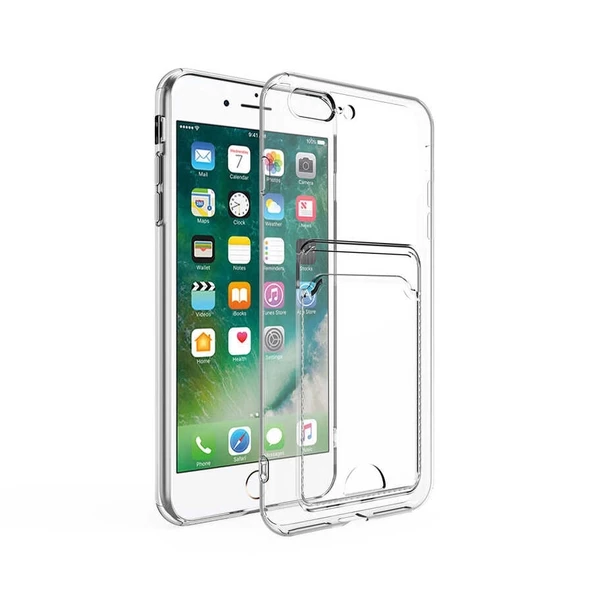 iPhone SE 2020 Uyumlu  Uyumlu KılıfKartlıklı Şeffaf Setra Clear Silikon Kapak ürün görseli 1