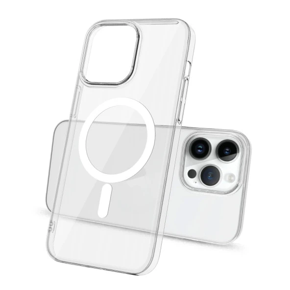 iPhone 14 Pro Max  Uyumlu KılıfWireless Şarj Özellikli Şeffaf Tek Kamera Çerçeveli Porto Kapak ürün görseli 1