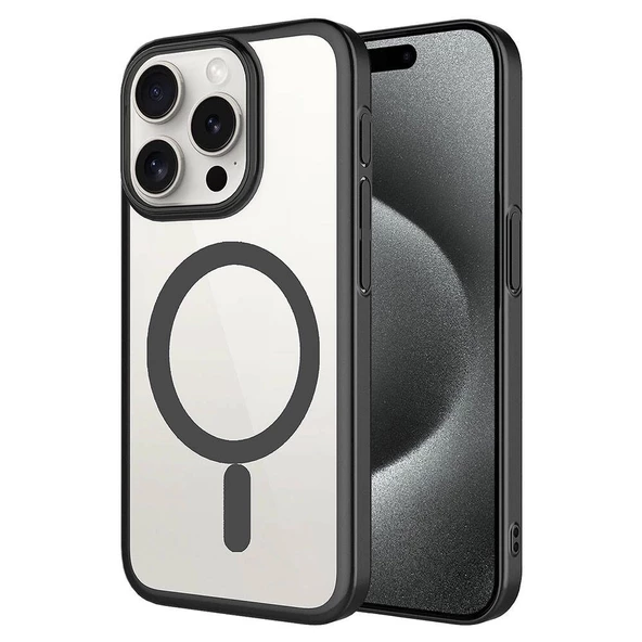 iPhone 15 Pro Max  Uyumlu KılıfWireless Şarj Özellikli Sert PC Mat Riksos Magsafe Kapak ürün görseli 1