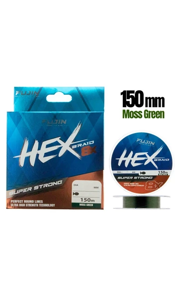 Fujin Hex Braid 8x 150mt Moss Green PE İp Misina ürün görseli 1