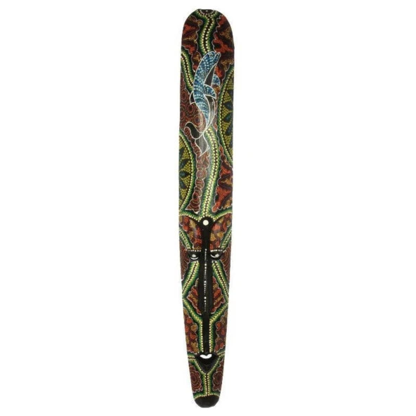 Ahşap Aborjin Mask 100 cm Renkli Duvar Dekoru Maske - Resim 2