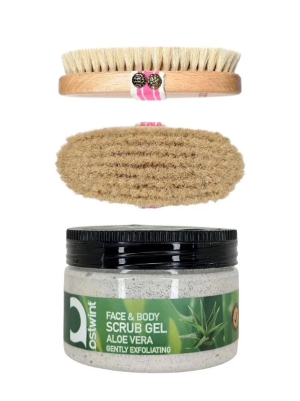 LA PERLA %100 DOĞAL AT KILI FIRÇA 9067 + Face Body Scrub Gel Aloe Vera 300ML ürün görseli 1