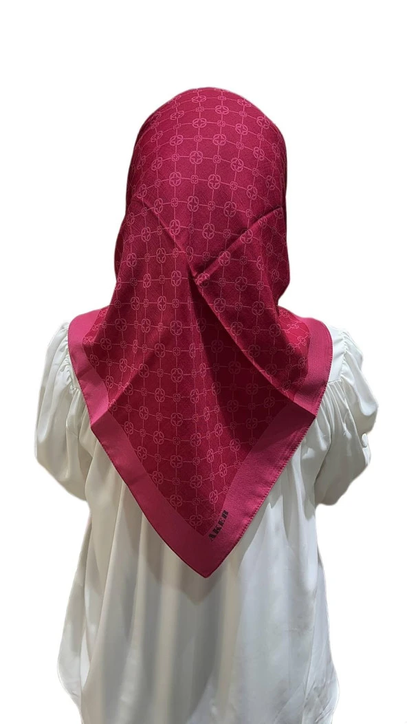 Elegance Monogram Eşarp - Fuşya - 1090500-993 - Resim 2