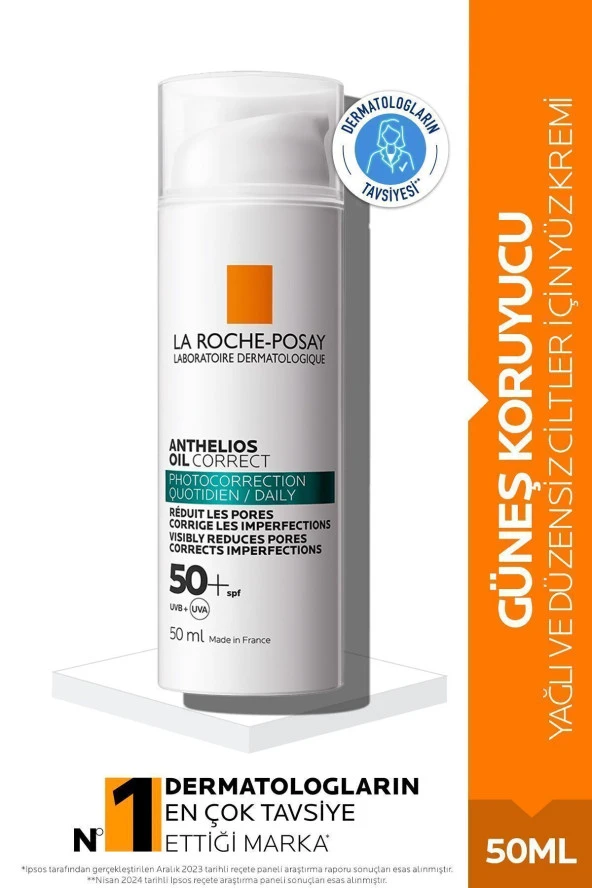 La Roche Posay Anthelios Oil Correct Spf+50 Yağlı Ve Akneye Eğilimli Ciltler Yüz Güneş Kremi 50 ml ürün görseli 1