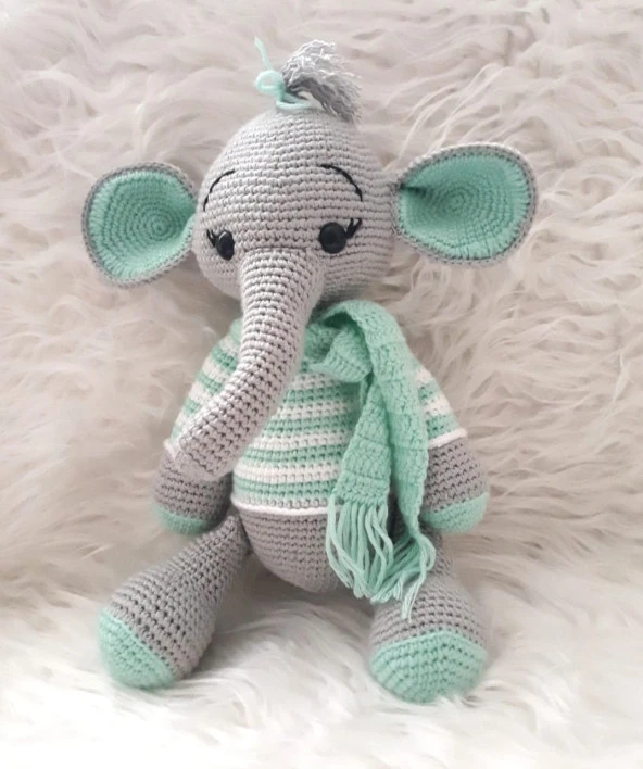 Atkılı Fil Nana Amigurumi Organik Oyuncak ürün görseli 1