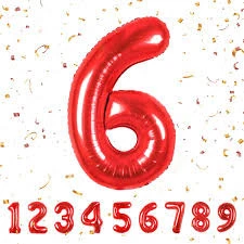 Benim Marifetlerim 6 Rakamı Kırmızı Folyo Balon 16 inch 40 cm ürün görseli 1