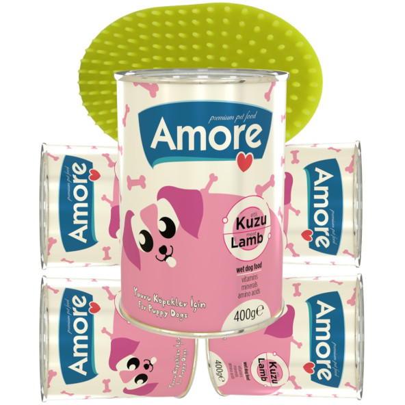 Amore Puppy Kuzu Etli Yavru Köpek Konserve, Tüy Tarama Fırçası Elastik ürün görseli 1