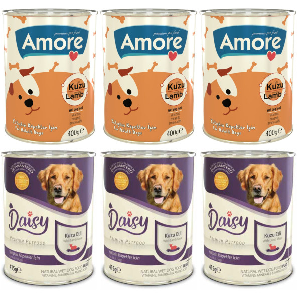 Amore Kuzu Etli Yetişkin Köpek Konservesi 6x400gr, Ve Daisy ürün görseli 1