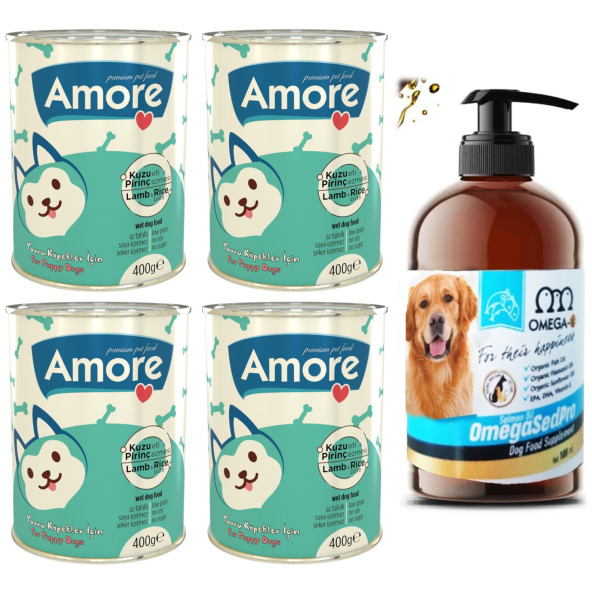 Omega Sed Pro Somon Balık Yağı 100ml + Amore Puppy Kuzu Etli Yavru Köpek Konservesi 4x400g ürün görseli 1
