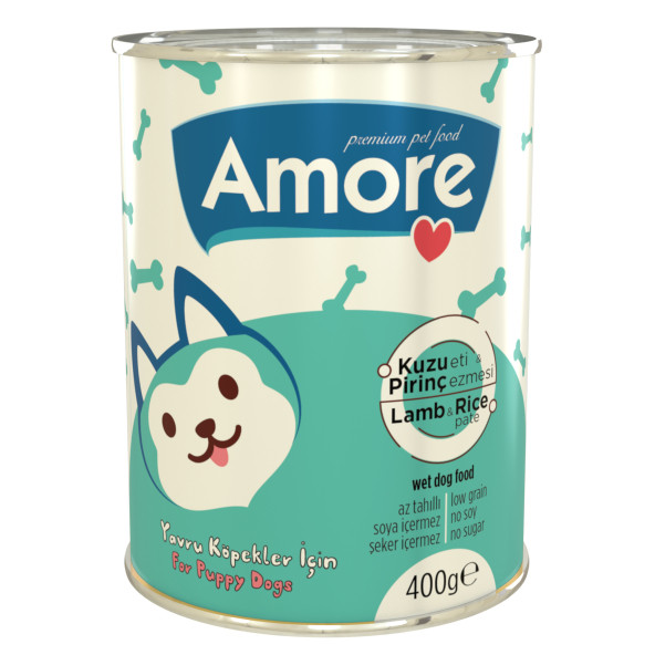 Amore Puppy Kuzu Etli Ve Pirinçli Yavru Köpek Konservesi 400gr ürün görseli 1
