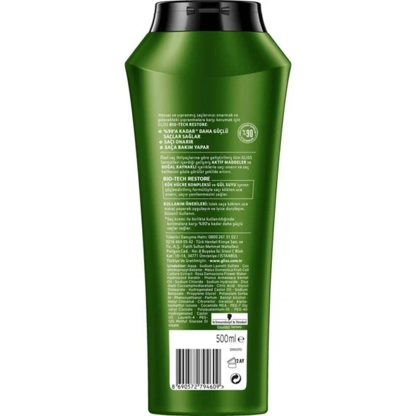 Gliss Bio-Tech Restore Güçlendirici Şampuan 500 ML - Resim 2