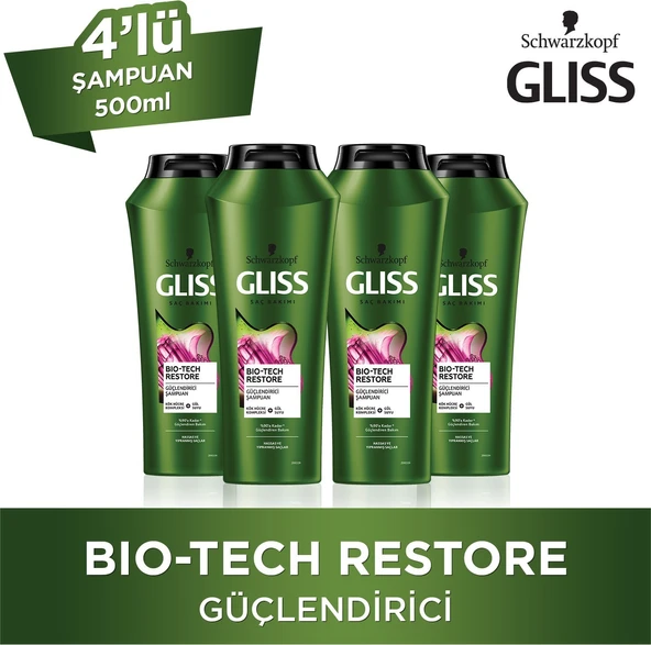 Gliss Bio-Tech Güçlendirici Şampuan 500 Ml X 4 Adet ürün görseli 1