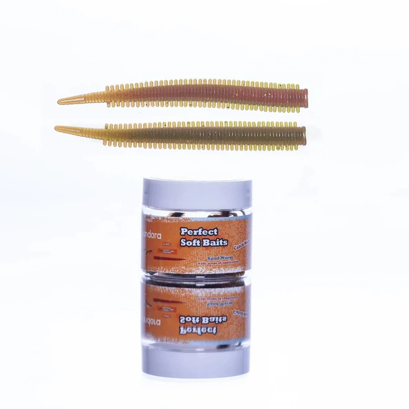 Pandora Perfect Soft Baits Sandworm 7cm Kavanozlu LRF Silikonu  Camo ürün görseli 1