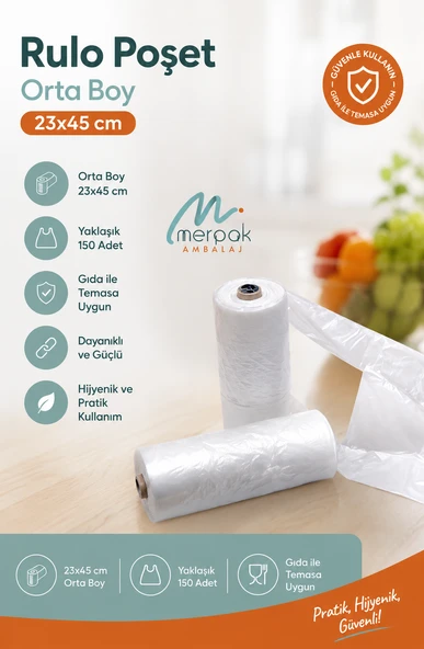Rulo Poşet Orta Boy Hışır Atlet Poşet Market Manav Poşeti Çöp Poşeti ürün görseli 1
