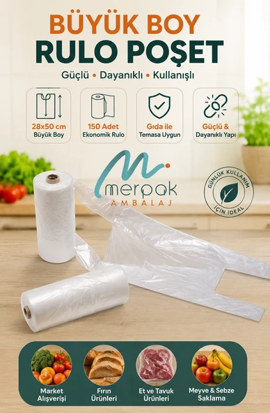 Rulo Poşet Büyük Boy Hışır Atlet Poşet Market Manav Poşeti Çöp Poşeti ürün görseli 1