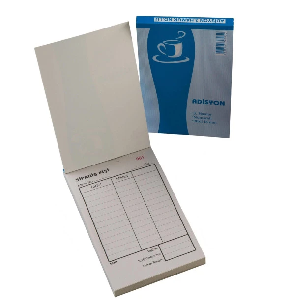 Kaliteli Tek Nüsha Adisyon Fişi Sipariş Fişi 80 Cilt 15 cm x 9 cm ürün görseli 1