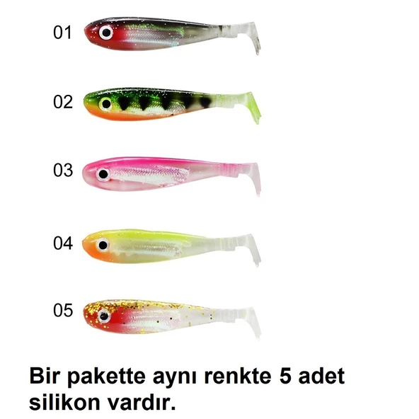 Captain 3074 Duck Tail Soft 9cm 8.6gr 5'li Paket Silikon Yem İğnesiz ürün görseli 1
