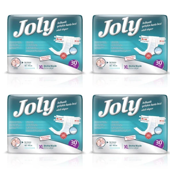 Joly Esnek Bel Bantlı Yetişkin Hasta Bezi Xlarge 30'Lu 4 Paket 120 Adet ürün görseli 1