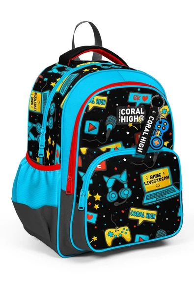 Coral High Siyah Mavi Gamer İlkokul ve Günlük Sırt Çantası - Erkek Çocuk ürün görseli 1