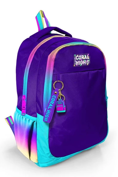 Coral High Rainbow Fermuarlı Mor İlkokul Ortaokul ve Günlük Sırt Çantası - Kız Çocuk ürün görseli 1