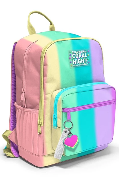 Coral High Dört Bölmeli Renkli Çizgili Ortaokul Çantası - Kız Çocuk ürün görseli 1