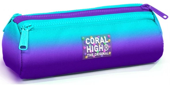 Coral High Turkuaz Mor Renk Geçişli Üç Bölmeli Kalem Çantası - Erkek Çocuk ürün görseli 1