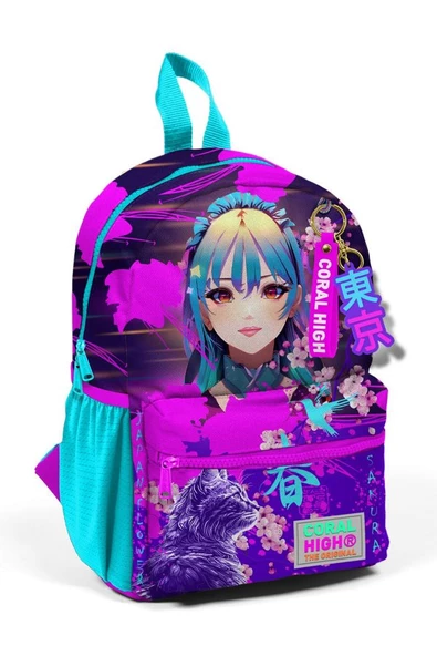 Coral High Mor Pembe Anime Kedi Mini Yuva Sırt Çantası - Kız Çocuk ürün görseli 1