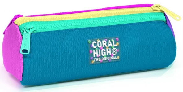 Coral High Pembe Pastel Renkli Üç Bölmeli Kalem Çantası - Kız Çocuk ürün görseli 1