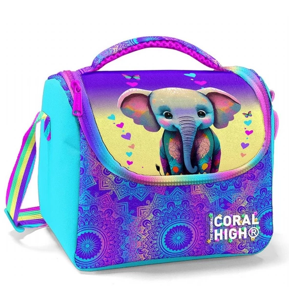Coral High Pembe Turkuaz Fil Isı Yalıtımlı Beslenme Çantası - Kız Çocuk ürün görseli 1