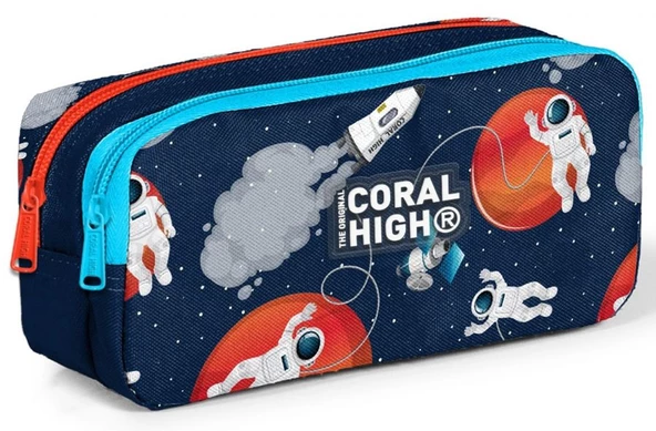 Coral High Lacivert Mavi Astronot İki Bölmeli Kalem Çantası - Erkek Çocuk ürün görseli 1