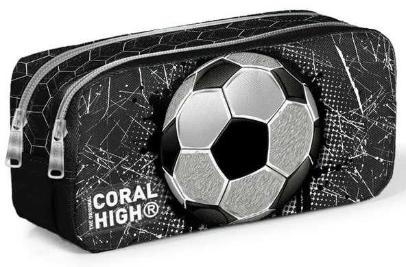 Coral High Siyah Futbol İki Bölmeli Kalem Çantası - Erkek Çocuk ürün görseli 1