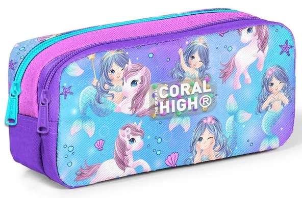 Coral High Mor Pembe Unicorn İki Bölmeli Kalem Çantası - Kız Çocuk ürün görseli 1