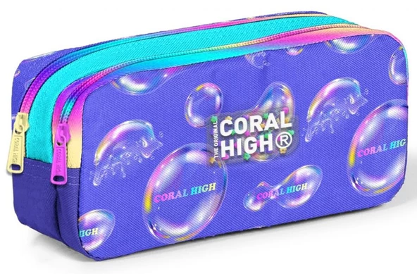 Coral High Lavanta Pembe Baloncuk İki Bölmeli Kalem Çantası - Kız Çocuk ürün görseli 1