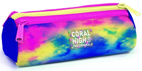 Coral High Renkli Batik Üç Bölmeli Kalem Çantası - Kız Çocuk ürün görseli 1