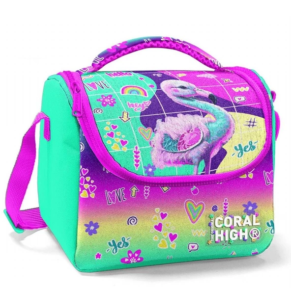 Coral High Pembe Su Yeşili Flamingo Isı Yalıtımlı Beslenme Çantası - Kız Çocuk ürün görseli 1