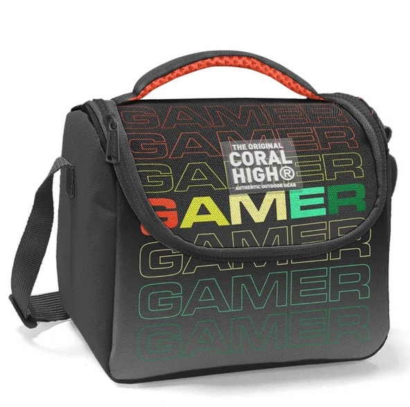 Coral High Siyah Gri Gamer Isı Yalıtımlı Beslenme Çantası - Erkek Çocuk ürün görseli 1