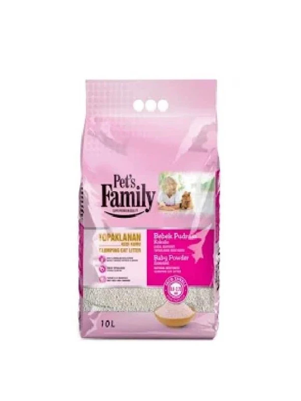 PET'S FAMİLY BEBEK PUDARSI KOKULU İNCE BENTONİT KEDİ KUMU 10 LT 303-050 ürün görseli 1