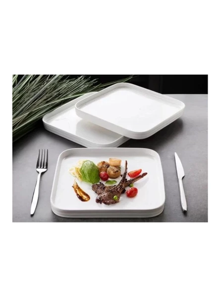 Gönül GNL 3471 Beyaz Porselen Kare Tabak 23 cm 6'lı ürün görseli 1
