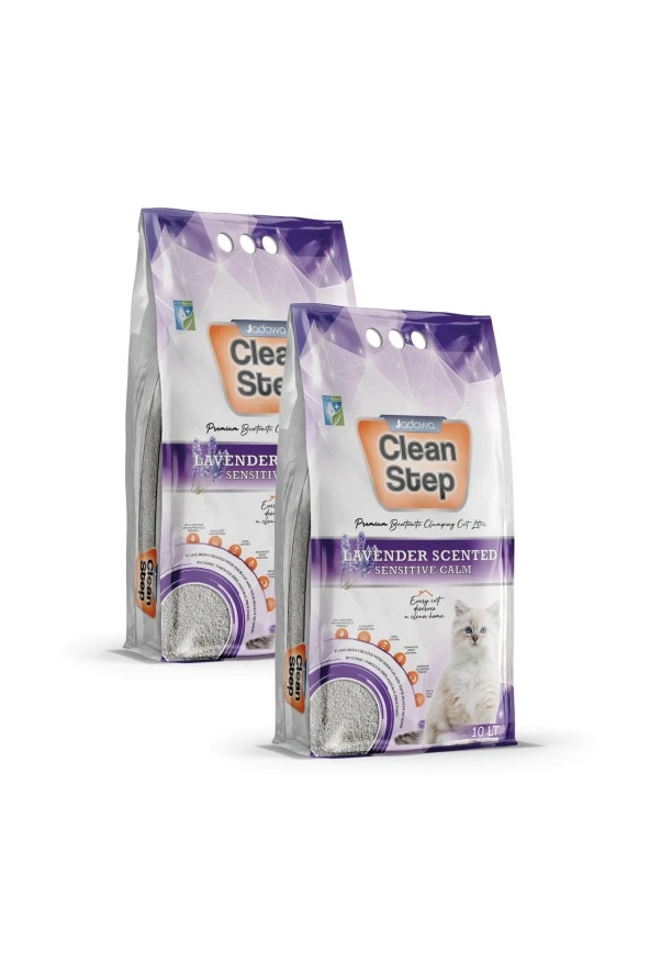Clean Step Lavanta Kokulu Topaklanan Ince Tane Bentonit Kedi Kumu 10 Lt* 2 Adet ürün görseli 1