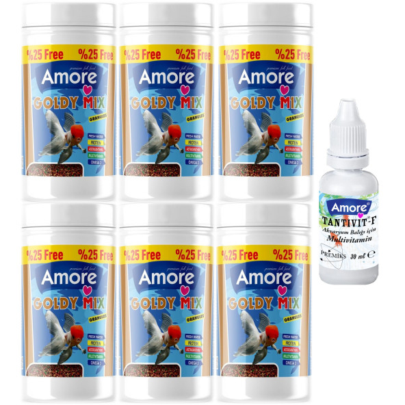 Amore Goldy Mix Granules 6 Adet 125 Ml Japon Balık Yemi, 30cc Multivitamin ürün görseli 1