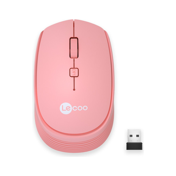 Lenovo Lecoo WS202 Kablosuz 1200DPI 4 Tuşlu Optik Mouse Pembe ürün görseli 1