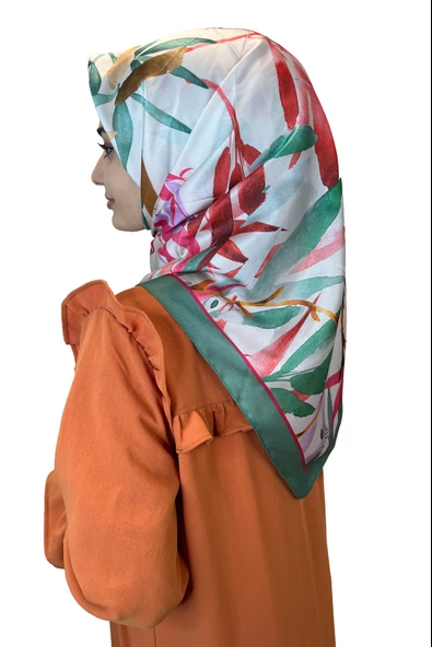Quare Kristal Eşarp, Yaprak Desenli Kristal Rayon Eşarp 01064  MİNT ürün görseli 1