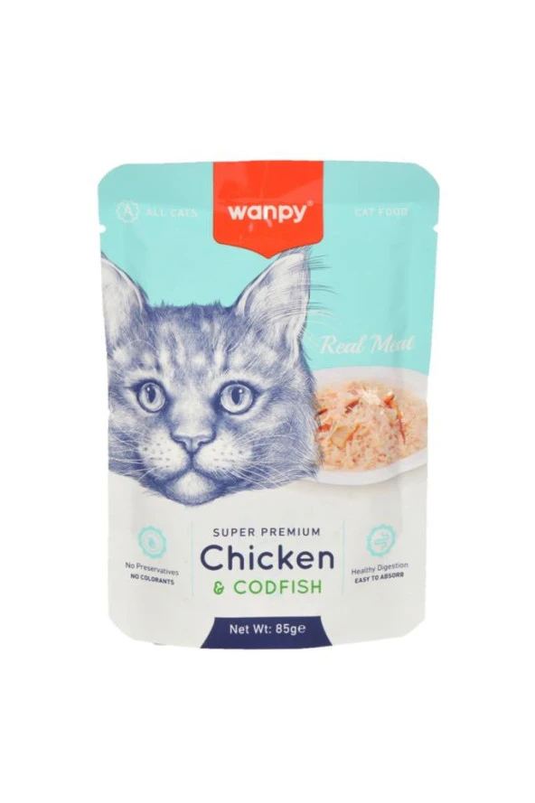 Wanpy Pouch Tavuklu Morina Balıklı Kedi Konserve 85 gr ürün görseli 1