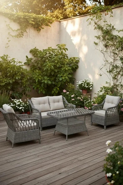 adımshops MENEKŞE  2+1+1+masa Rattan Bahçe Balkon Mobilyası ürün görseli 1