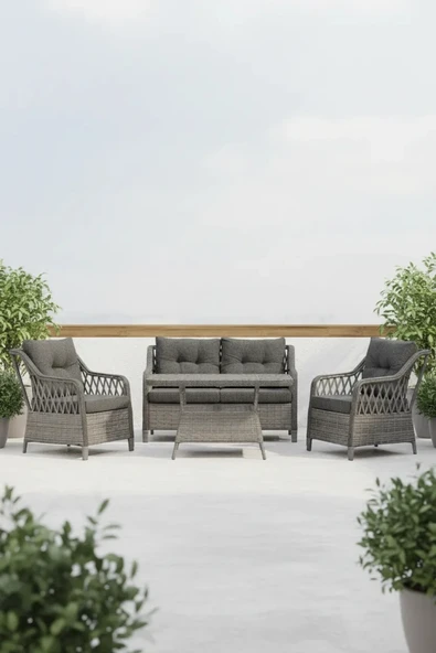 adımshops MENEKŞE 2+1+1+masa Rattan Bahçe Balkon Mobilyası ürün görseli 1