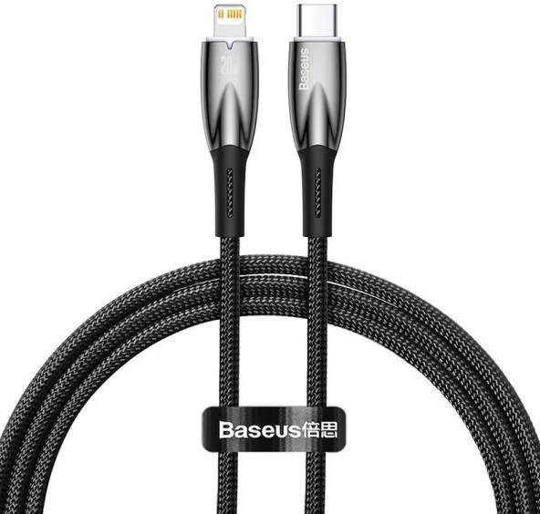 Baseus Glimmer Series 20W 100 cm Type-C To Lightning Şarj Kablosu Siyah ürün görseli 1